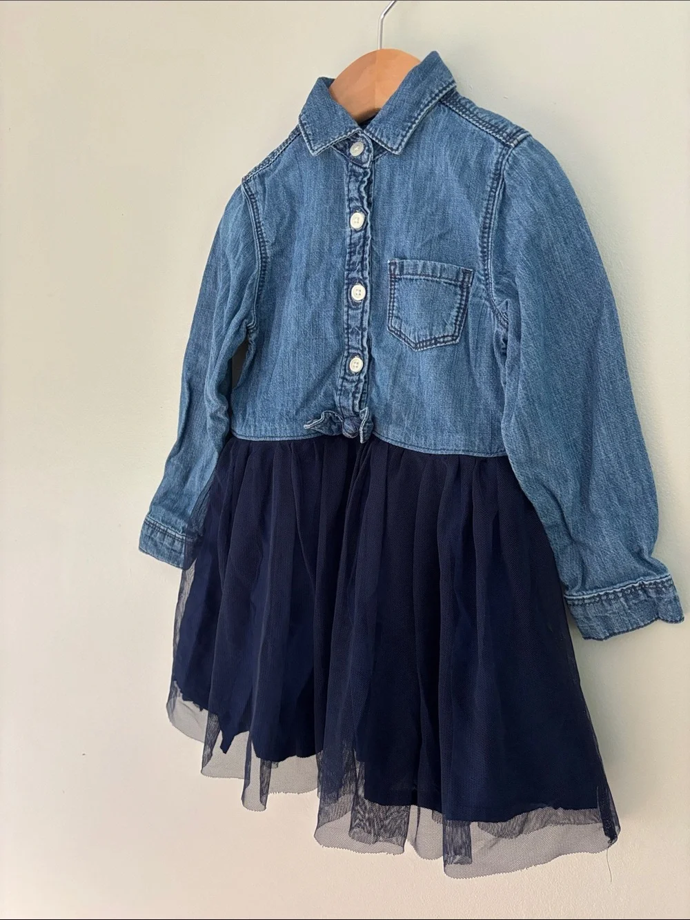 OshKosh B’gosh Toddler Denim Shirt Dress Mixed Tulle Remix 2T